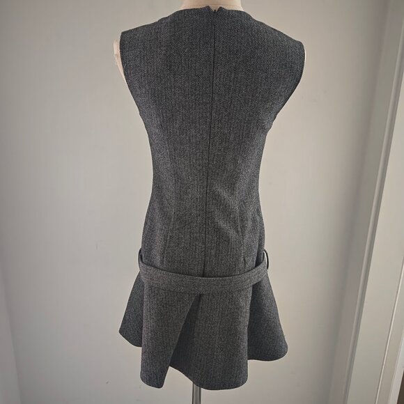 Self-Portrait Grey Herringbone Flared Mini Dress - Picture 4 of 13